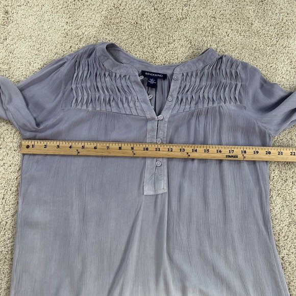 Bandolino Womens Top S Purple White Trudy Blouse Peasant Tab Sleeve NWT - Picture 13 of 16